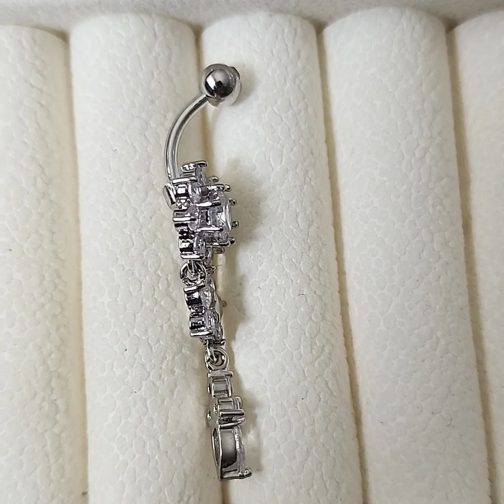 FLOWER Crystal BELLY BUTTON RING Multi GEMS - Picture 2 of 4